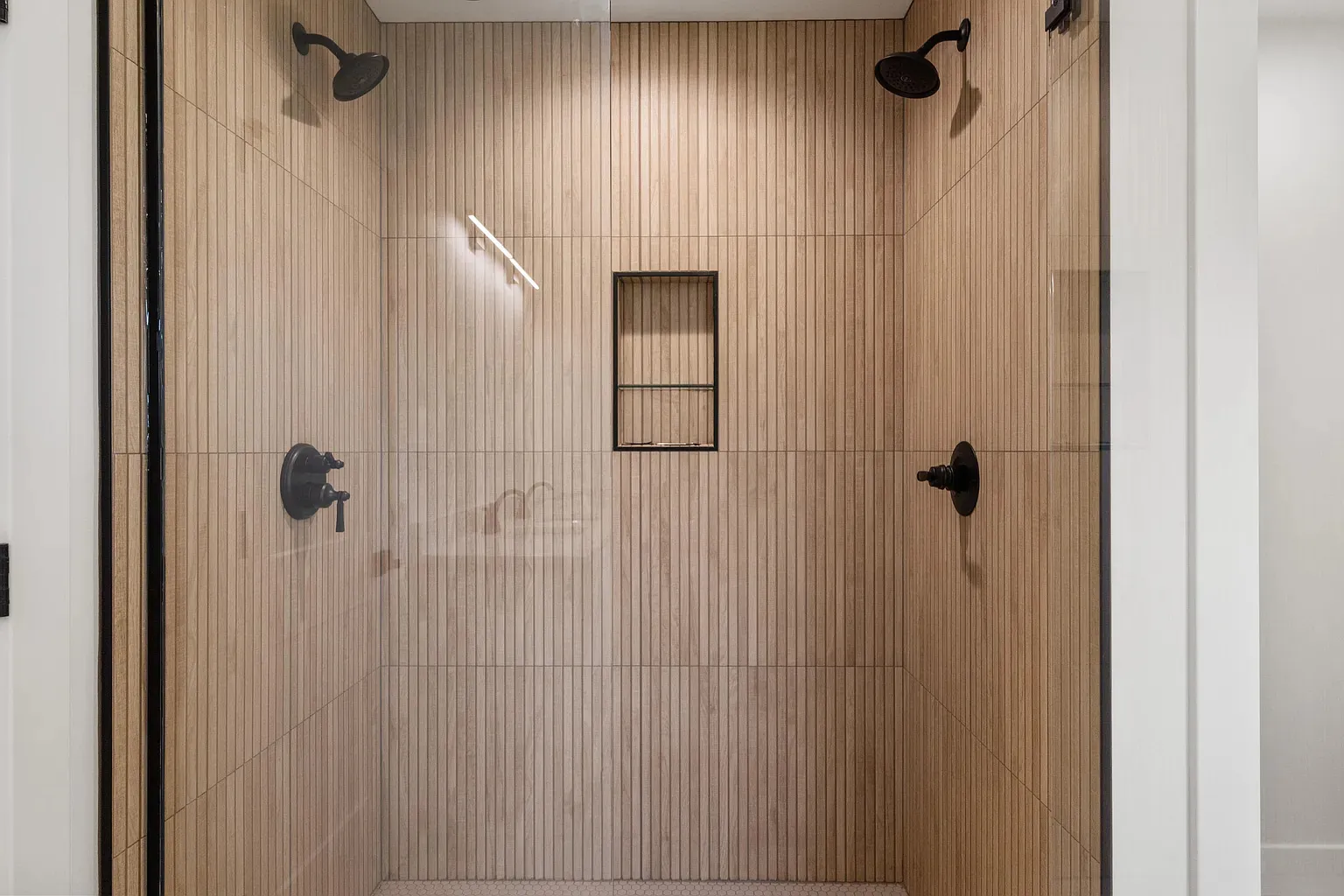 Wood-tile shower